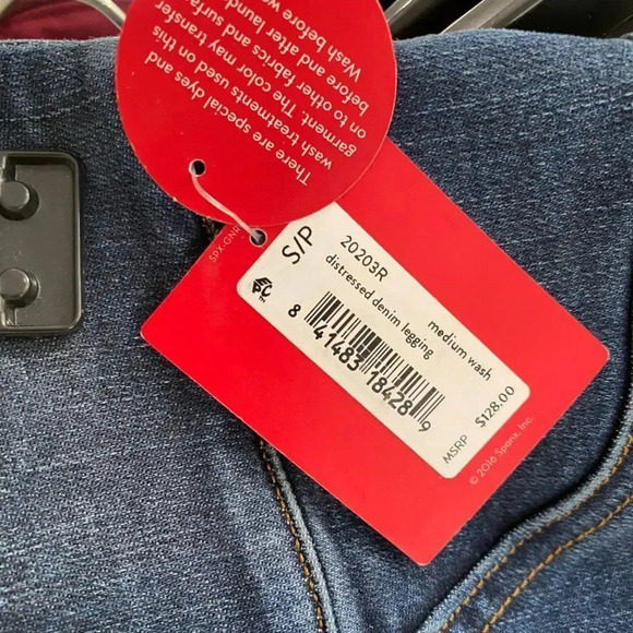 NWT, SPANX, Distressed Denim Legging Skinny Released Hem Ankle Jeans, Blue - Picture 7 of 10